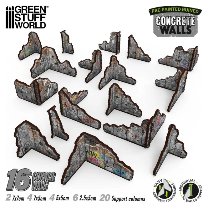 Pre-Painted Ruined - Concrete Walls L