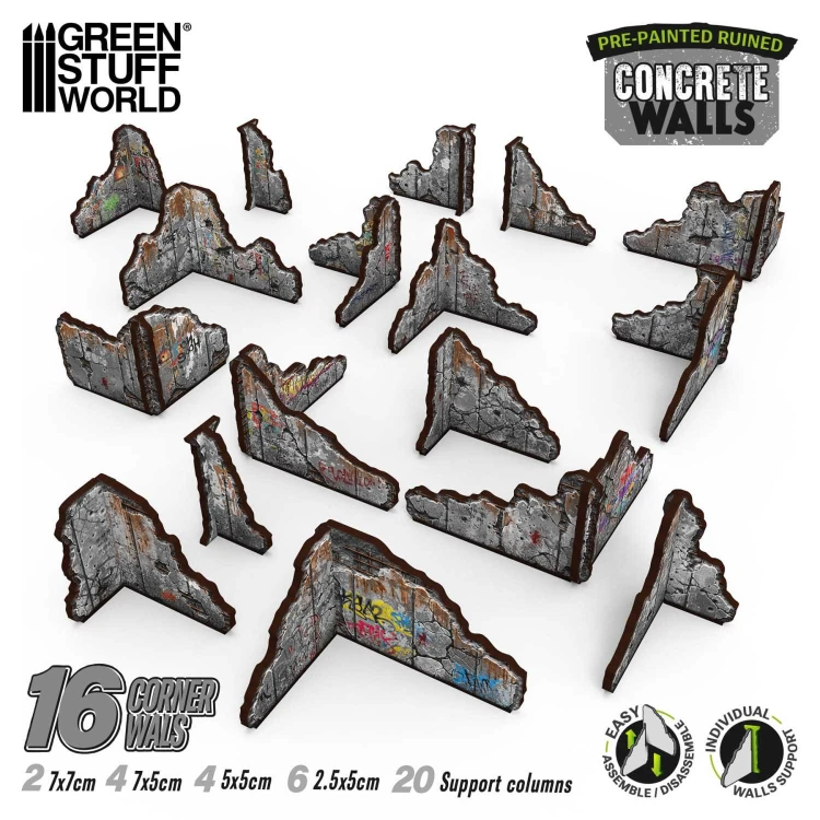 Pre-Painted Ruined - Concrete Walls L