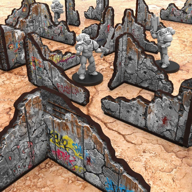 Pre-Painted Ruined - Concrete Walls L