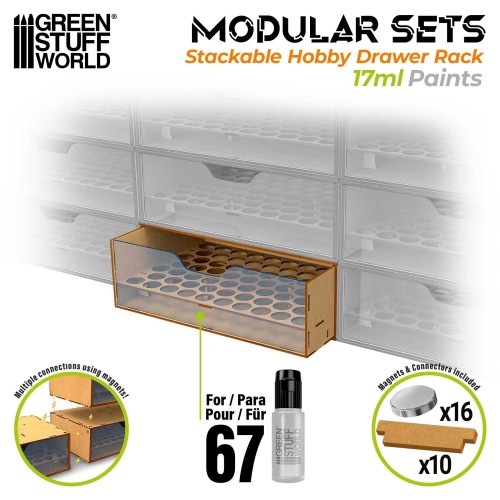 Stackable hobby paint drawer rack (17ml)