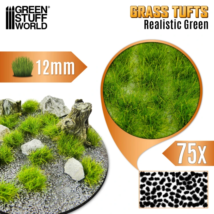 Grass TUFTs  12mm - REALISTIC GREEN