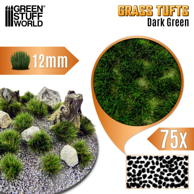 Grass TUFTs XXL 12mm - DARK GREEN