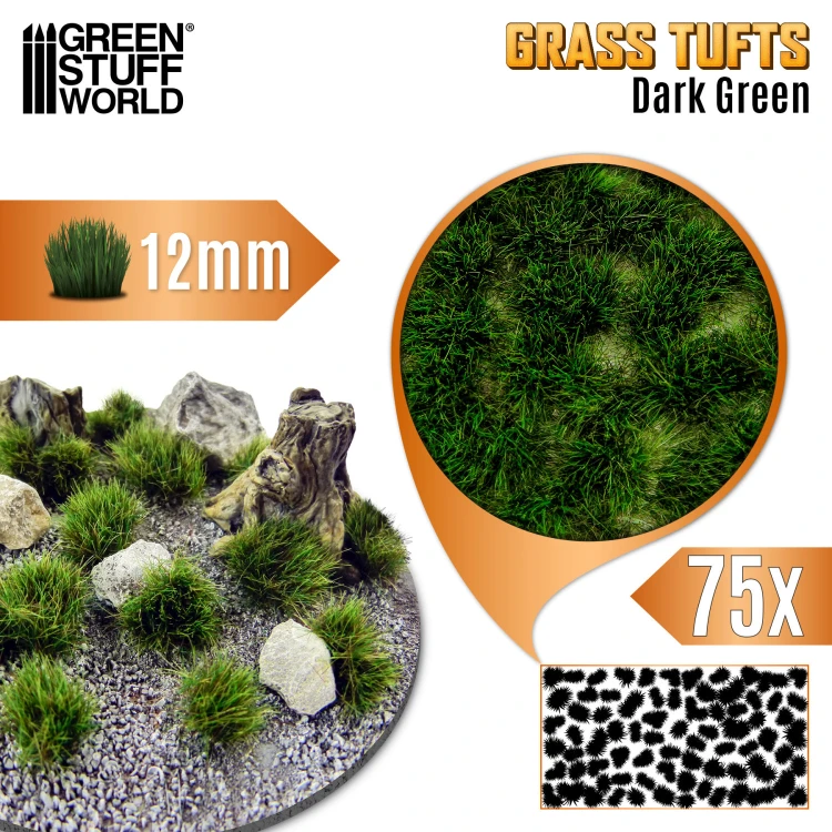 Grass TUFTs XXL 12mm - DARK GREEN