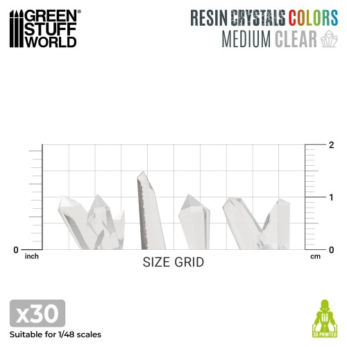 Resin Crystals Medium – Transparentne Kryształy Żywiczne 30 szt. Green Stuff World CLEAR
