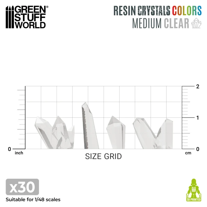 Resin Crystals Medium – Transparentne Kryształy Żywiczne 30 szt. Green Stuff World CLEAR
