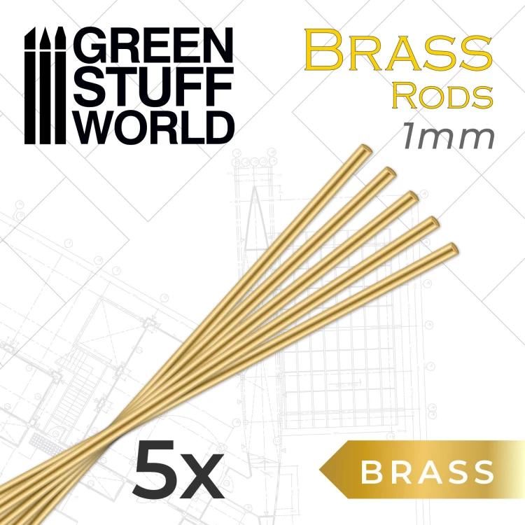 Green Stuff World Pinning Brass Rods 1 mm – Mosiężne Pręty Modelarskie 5 szt.