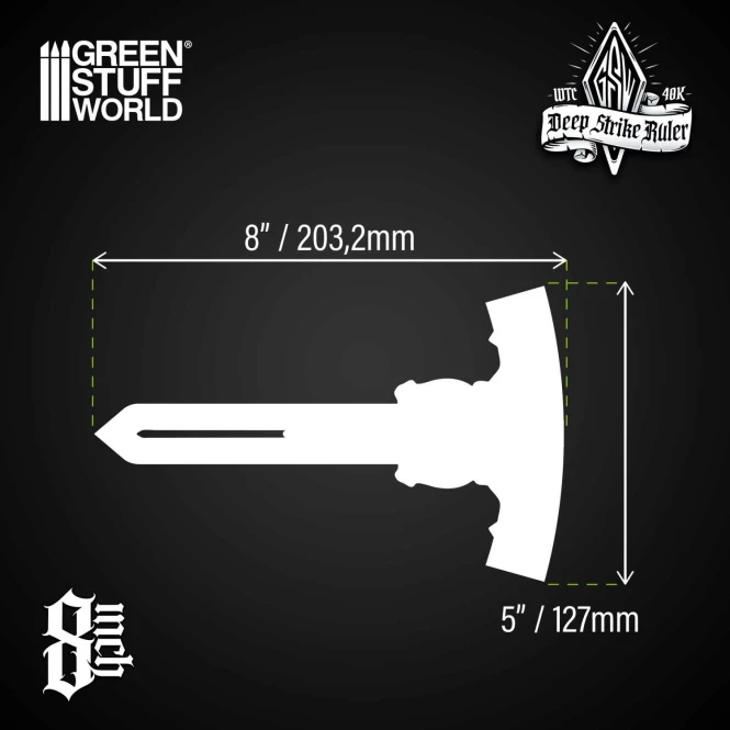 Deep Strike Ruler Template 8" – Fluor Orange Green Stuff World