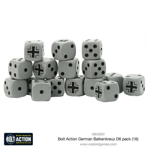 Bolt Action German Balkenkreuz D6 Pack 16 kości