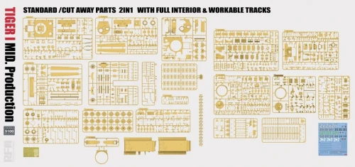 RFM-5100 1/35 Tiger I Mid Production 2 in 1 w/Cutaway Parts & Full Interior