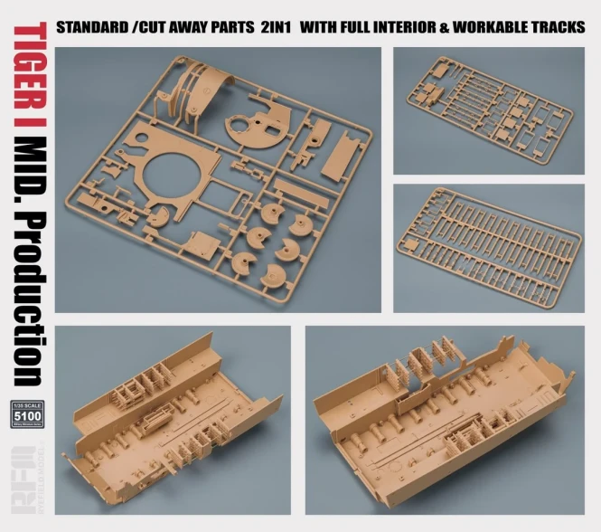 RFM-5100 1/35 Tiger I Mid Production 2 in 1 w/Cutaway Parts & Full Interior