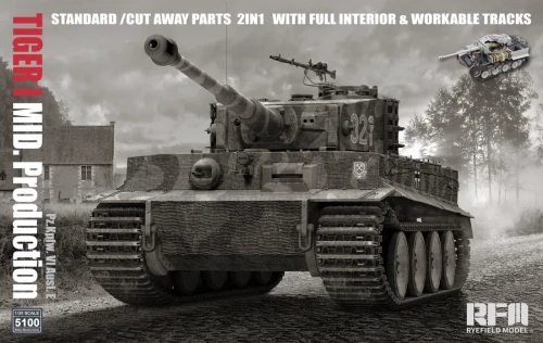 RFM-5100 1/35 Tiger I Mid Production 2 in 1 w/Cutaway Parts & Full Interior
