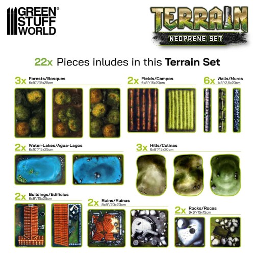 2D Neoprene Terrain set - 22 pieces